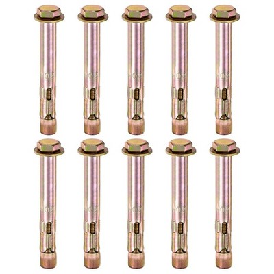 10-Pack M16x150mm Galvanized Iron-Carbon Steel Hex Expansion Bolts for Concrete