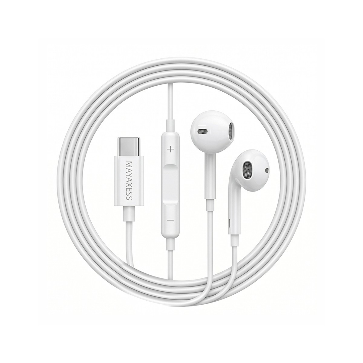 Écouteurs USB-C compatibles Galaxy A33 blanc casque filaire d'origine Mayaxess avec micro