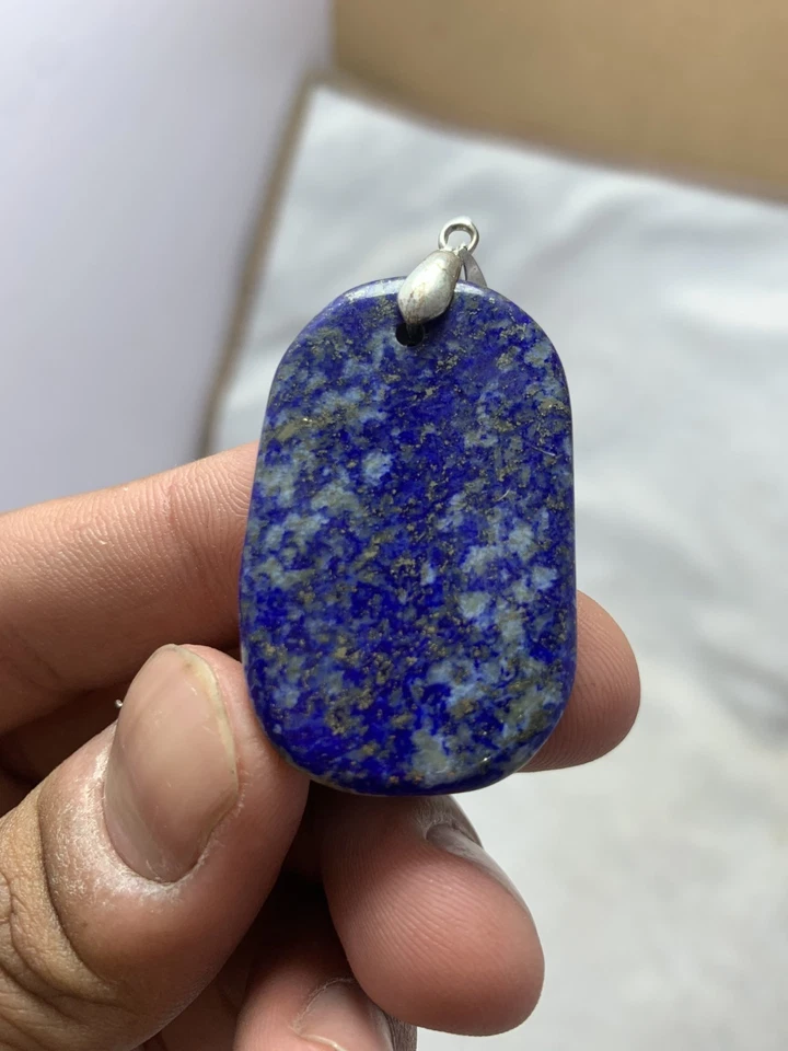 925 Sterling Silver Natural Lapis Lazulli Tumbeled stone Necklace Pendant - Image 2 of 4