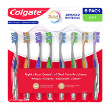 Colgate Total Advanced Whitening Toothbrush 8-Pack Soft Bristles Oral Care