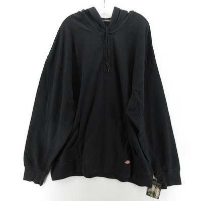 Dickies Sweatshirt Men 2XL Black French Terry Hoodie Henley Streetwear NEW