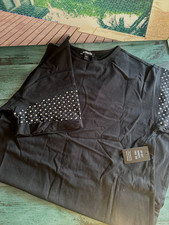 Express Black Studded Sleeve T Shirt Dress Women's Size small Casual Mini