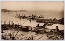 1910 RPPC Auckland, New Zealand  Shipping Wharf Harbor Feighters NZ Postcard UNP
