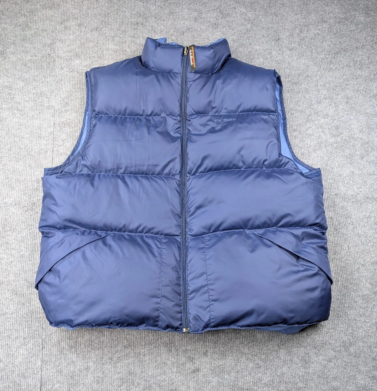 LL Bean Puffer Vest Mens XL Reversible Goose Down Blue Vintage Outdoors Hiking