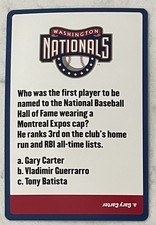 2005 International Playthings MLB Trivia Card - GARY CARTER, VLAD GUERRERO