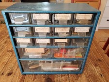 Vintage Raaco 15 Drawer Red Metal Small Parts Bolt Bin Organizer Storage Bin