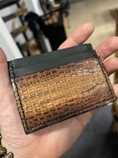 Kroko Wallet Geldbeutel Büffelleder Leder Schwarz Braun
