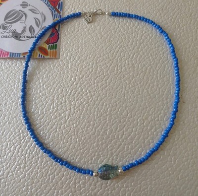 Blaue Glasperlenkette Choker   LuaCreazioni  