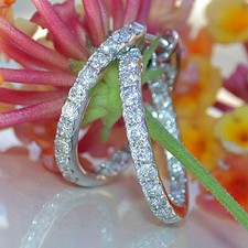 Women's 2Ct Round Lab Created Diamond Huggie Hoop Earring 14k White Gold Plated