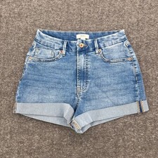 Forever 21 Women High Rise Cuffed Denim Shorts Blue Medium Wash Size 27 festival