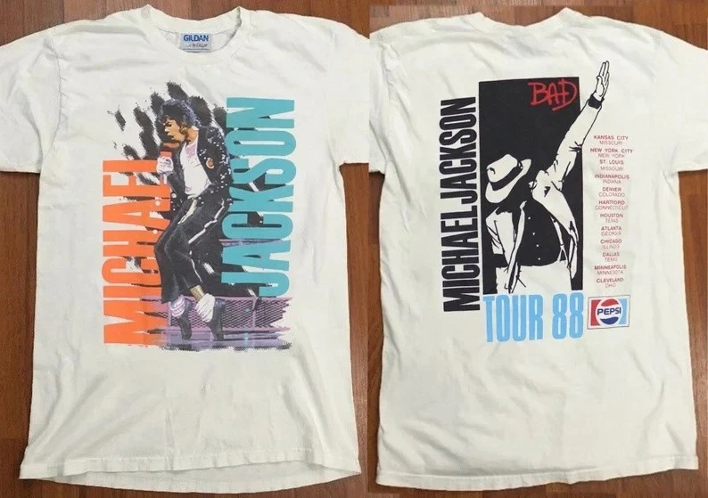 Michael Jackson Bad Tour 1988 Vintage Concert Graphic T-Shirt | eBay