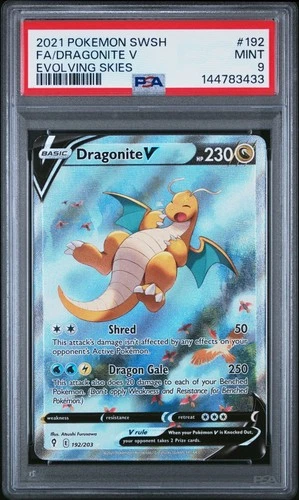 Pokemon Dragonite V Sword & Shield Evolving Skies #192 PSA 9