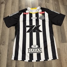 Vtg Santos FC Ramos #7 Soccer Jersey Black White Striped Football Shirt M/L