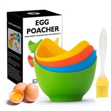 Egg Poacher  KRGMNHR Poached Egg Cooker with Standers, Silicone Egg Poacher C...