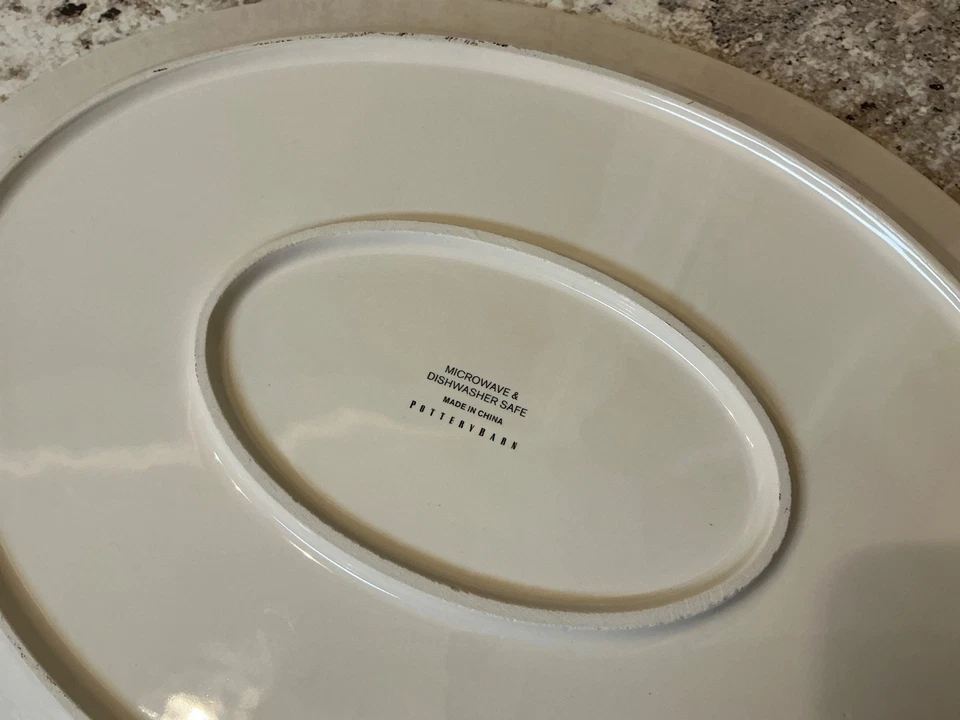 Pottery Barn Santa on Bicycle 15 3/4" Oval Serving Platter - Image 4 of 4