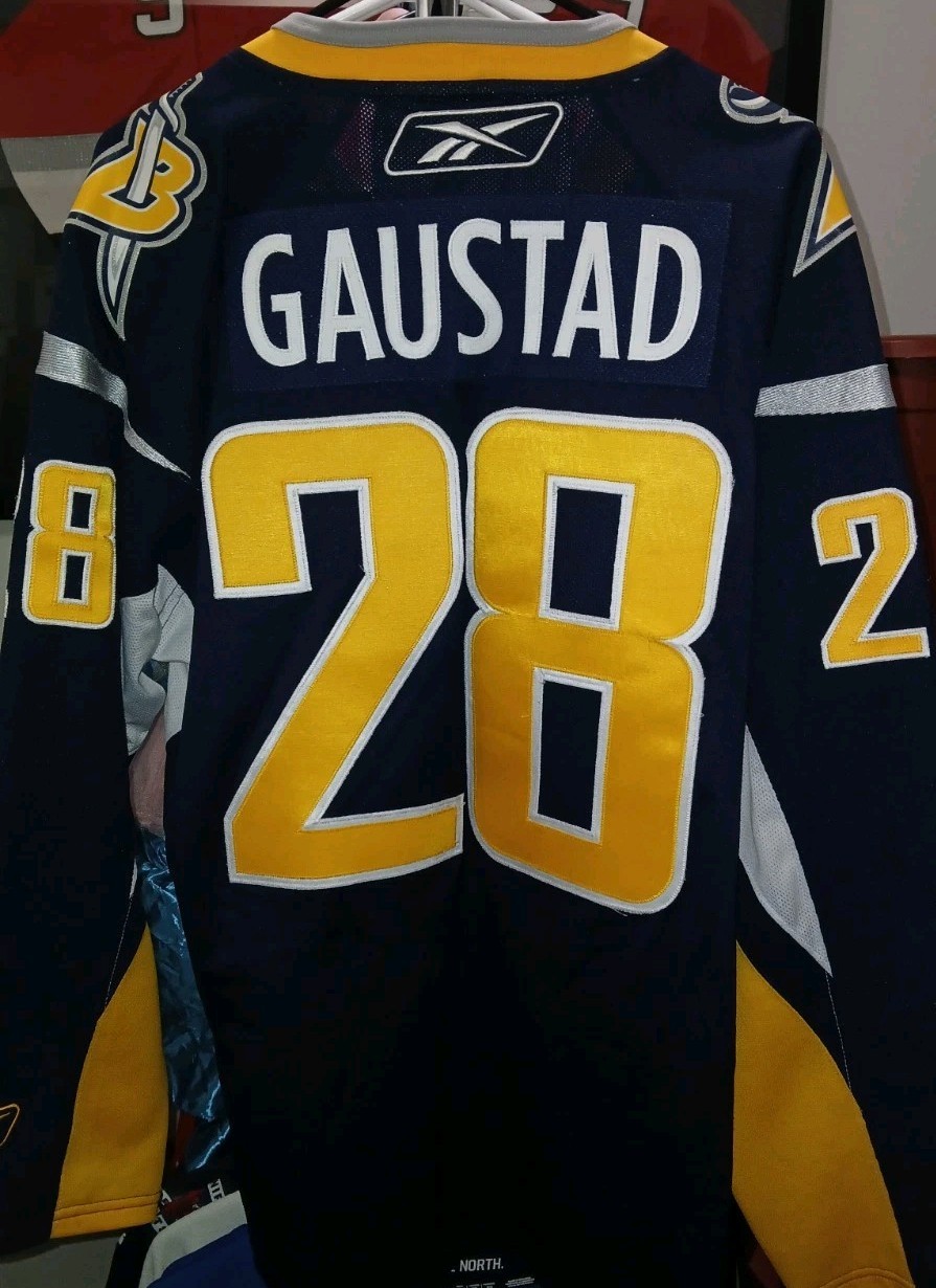 VINTAGE #28 Paul GAUSTAD Buffalo SABRES Off. Lic. REEBOK Jersey, Size Men's L