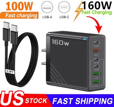 For Motorola Moto G 2026 (2025) 2024 Play 160W USB-C Fast Wall Charger & Cable
