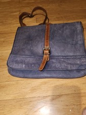 Fossill Saddle Crossbody Bag  Brown and BlueGray Purse * Soft Distressed Leather