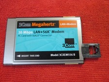 3COM Megaherts 10Mbps LAN 56K Modem PC Card With XJACK Connector Model 3CXEM556B