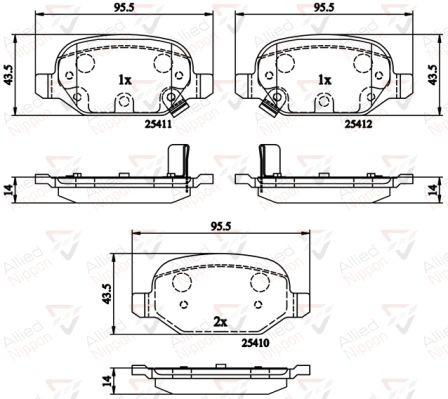 Brake Pad Set For Disc Rear Fits Fiat Panda Panda Van ALLIED NIPPON ADB31559