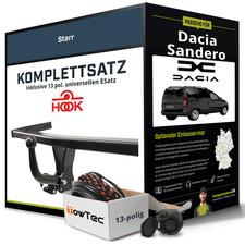 Für DACIA Sandero I Anhängerkupplung starr +eSatz 13pol uni 06.2008-12.2012 AHK