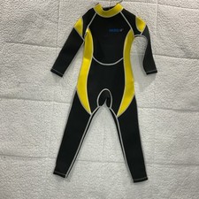 HiSea Wetsuit Size 4 Youth Full Body With Lanyard Zipper Yellow Black