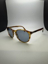 PERSOL PO3152S 904356 Brown Striped Yellow Blue Round 52-20 Sunglasses