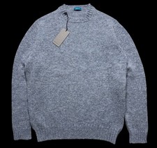 BNWT Malloch’s Wreay Shetland Wool Crew Neck Jumper XL Light Blue RRP £205