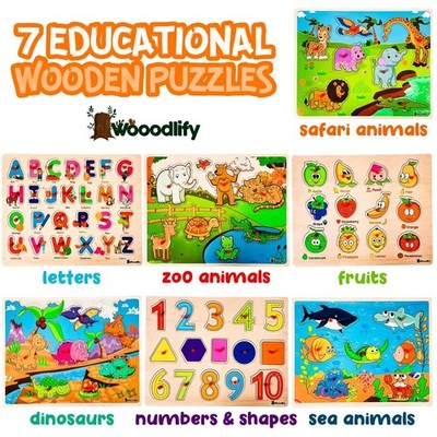 Vibrant Shape & Animal Wood Puzzles for Toddlers