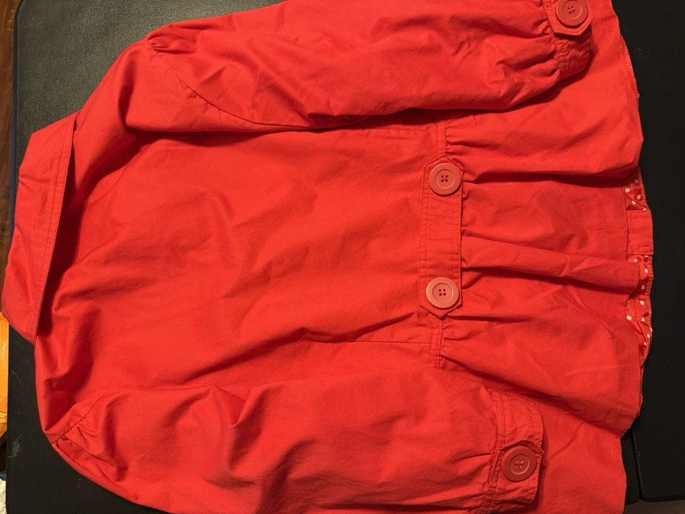 Abrigo Paris Azul Rojo Botón Guisante Talla 2XL Para Mujer Elegante Preppy Lunares Foto 2 de 4