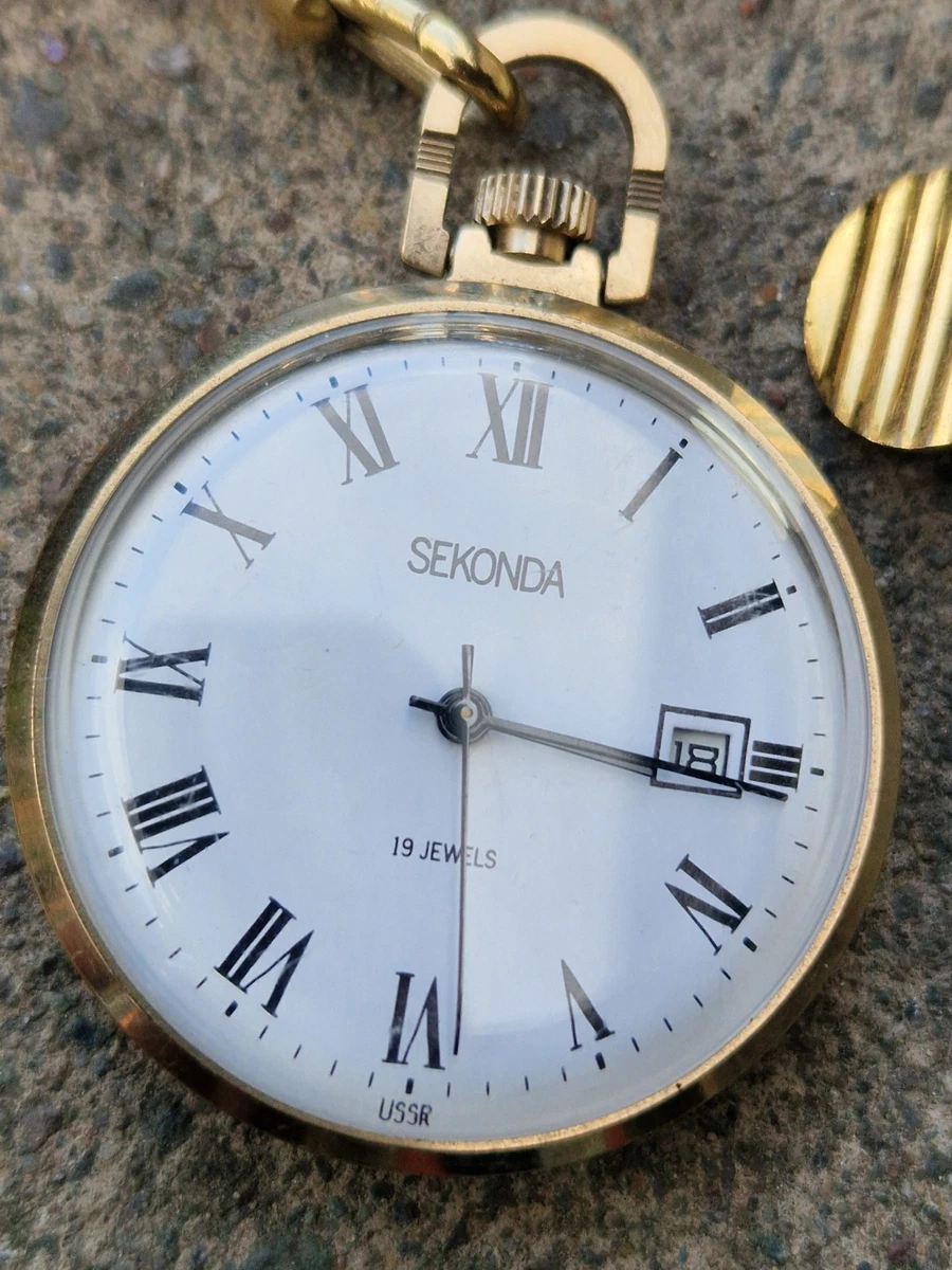 RELOJ BOLSILLO SEKONDA VINTAGE FUNCIONANDO CON CADENA,RELOJ BOLSILLO VINTAGE
