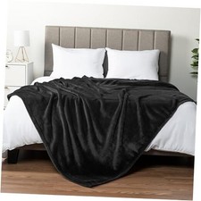 Fleece Bed Blanket Queen Size, Super Soft Fuzzy 90 x 90 Inches - Queen Black