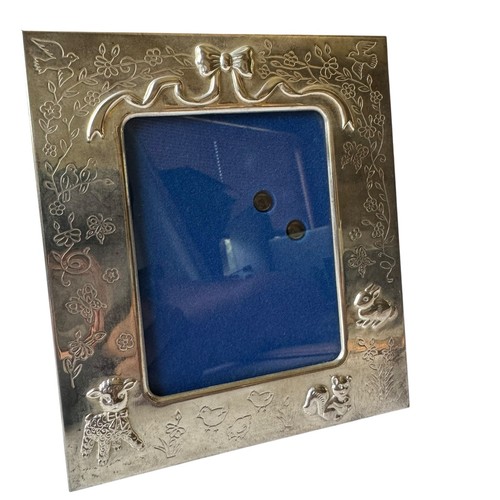 Princess House VTG Silver Plated 3"x 4" Animal Baby Nursery Picture Frame Farm