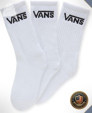 Vans Classic Crew Socks 3-Pack Black Cotton Blend Mid-Calf