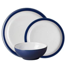 Denby Elements Dark Blue Dinnerware Chip-Resistant 12 Piece Set Service for 4