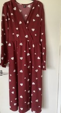 SHEIN Womens burgundy  & White Hearts Print Dress Heart Theme Size XL fits 14/16