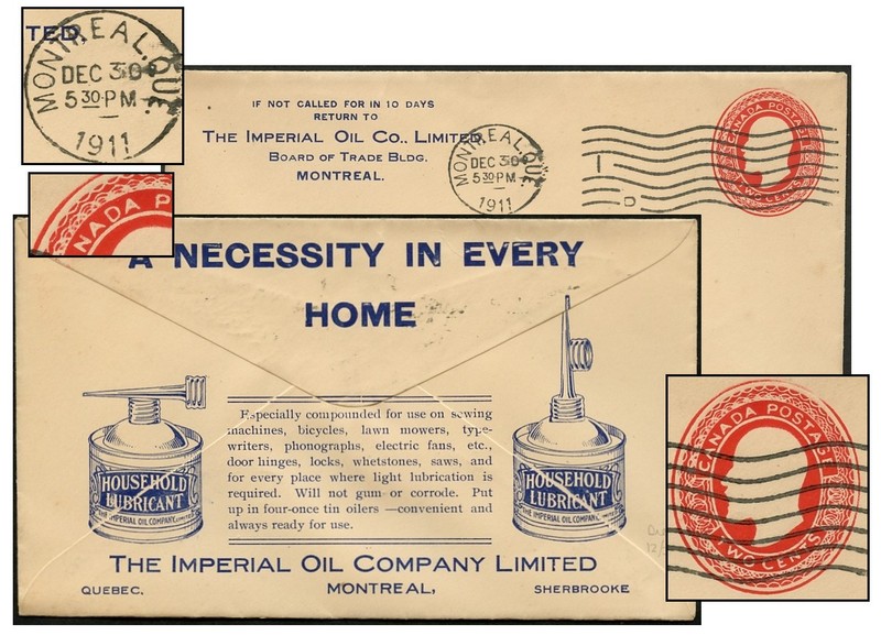 CANADA 2¢ KE7 DIE II IMPERIAL HOUSEHOLD OIL 1911 EN17