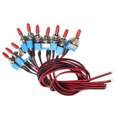 10Pcs 3 Pins Spst Rocker Toggle Switch With Pre-Wired For 6mm Mounting Hole