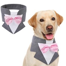 Formal Dog Tuxedo Extra Large Dog Wedding Bandana Collar with Bow Tie Adjusta...