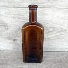 Antique Mrs. S.A. Allen's Worlds Hair Restorer Bottle - New York - Brown/Amber