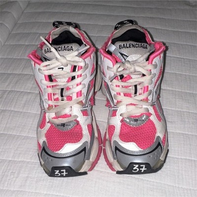 Balenciaga Runner Mesh Sneakers Pink White Gray Women's Low Top Designer
