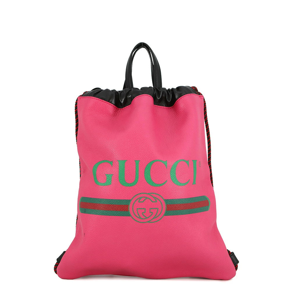 GUCCI Backpack Drawstring Logo Napsack Leather 52… - image 1