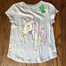 New Gap Kids Girl's Heather Gray Unicorn Graphic Short Sleeve Tee - L 10