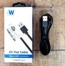 Just Wireless 6' Flat TPU Micro USB to USB-A Cable - Black