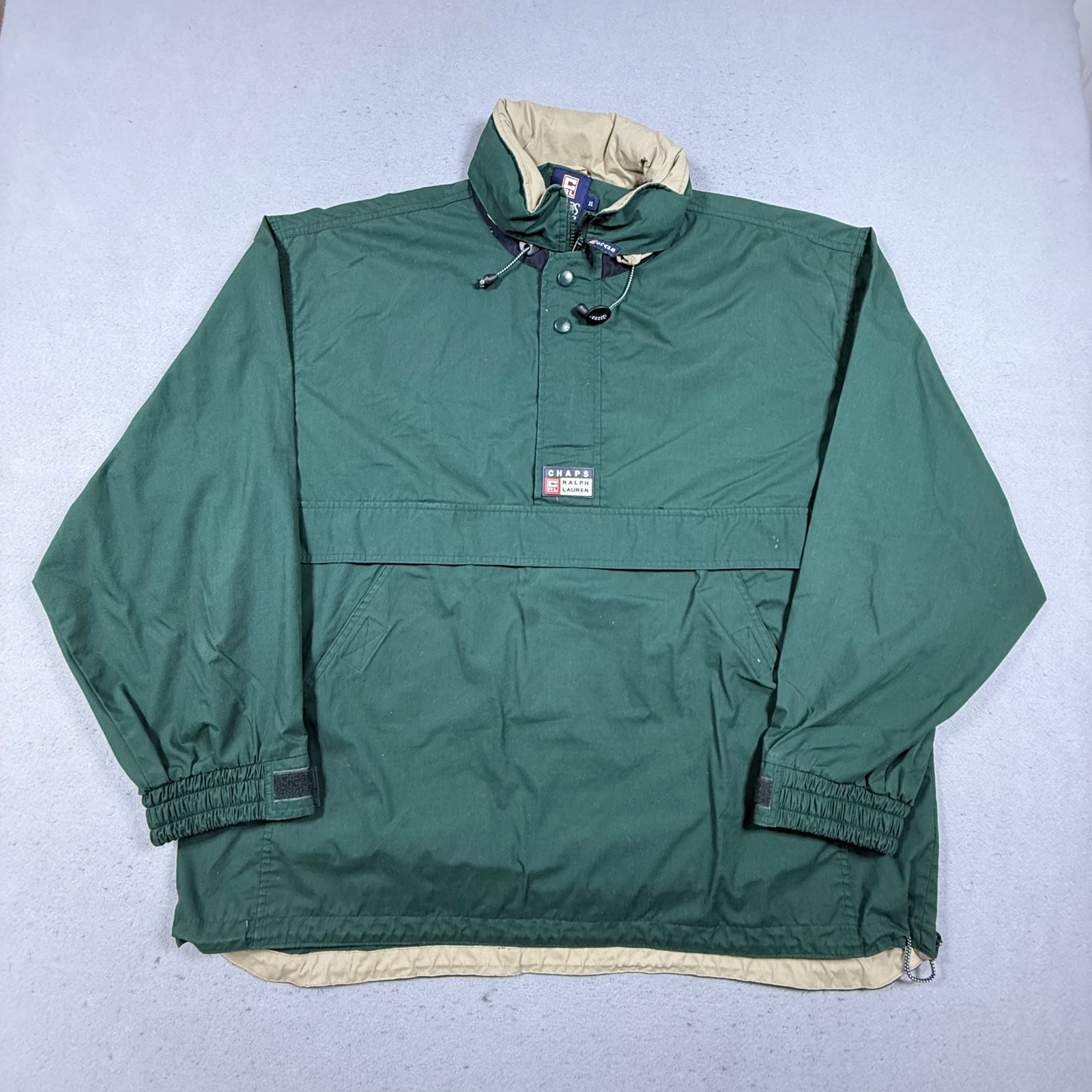Vintage Chaps Ralph Lauren Anorak Pullover Jacket Mens XL Green Windbreaker - second product detail image