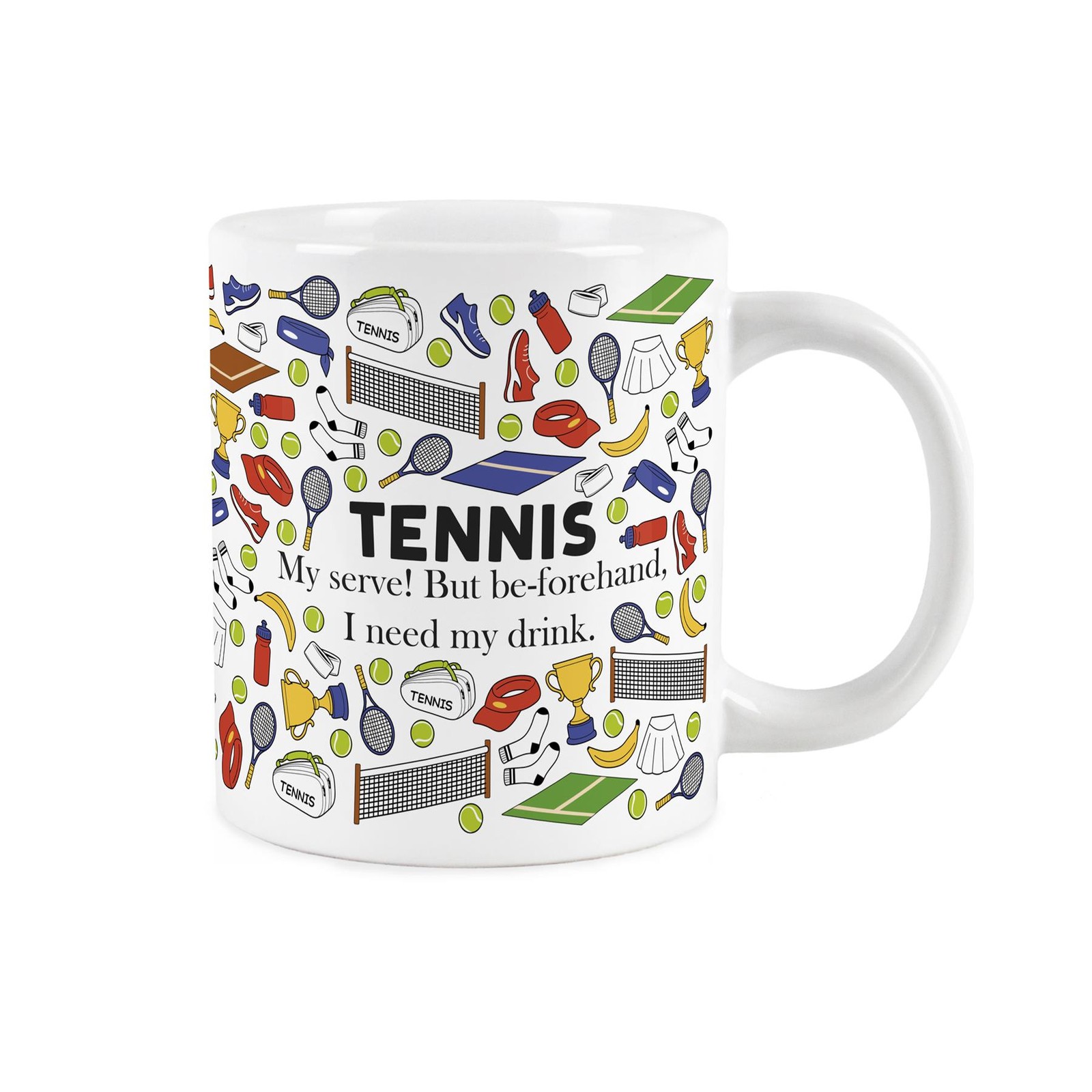Tennis Print Novelty Jumbo Mug - Extra Large Cup Gift for Tennis Fans