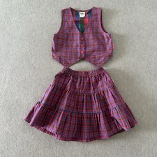 OshKosh B gosh Vintage Plaid Print Skirt Elastic Waist Girls Size 5