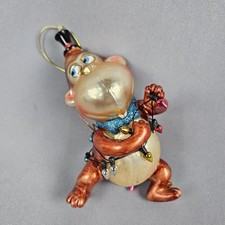 Monkey Blown Glass Ornament Holding A Christmas Light String