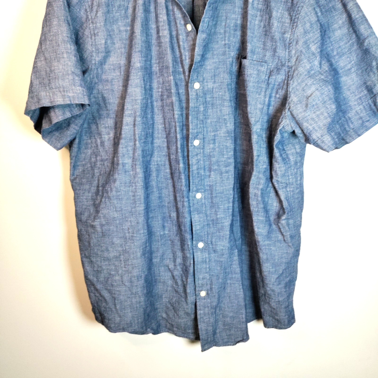 Lands End Chambray Shirt Traditional Fit Button Camp Short Sleeve Resort Men XXL image 5