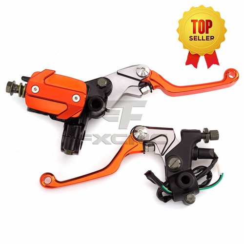 CNC 22mm Bar Clutch Brake Lever Master Cylinder Reservoir Universal Pivot Orange - Picture 3 of 16